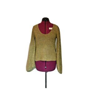 Ten Sixty Sherman Womens Sweater Chartreuse Yellow Green Scoop Neck Pullover